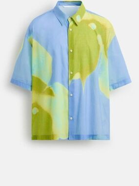 Zara Light Blue Shirt with Lime Green Accents